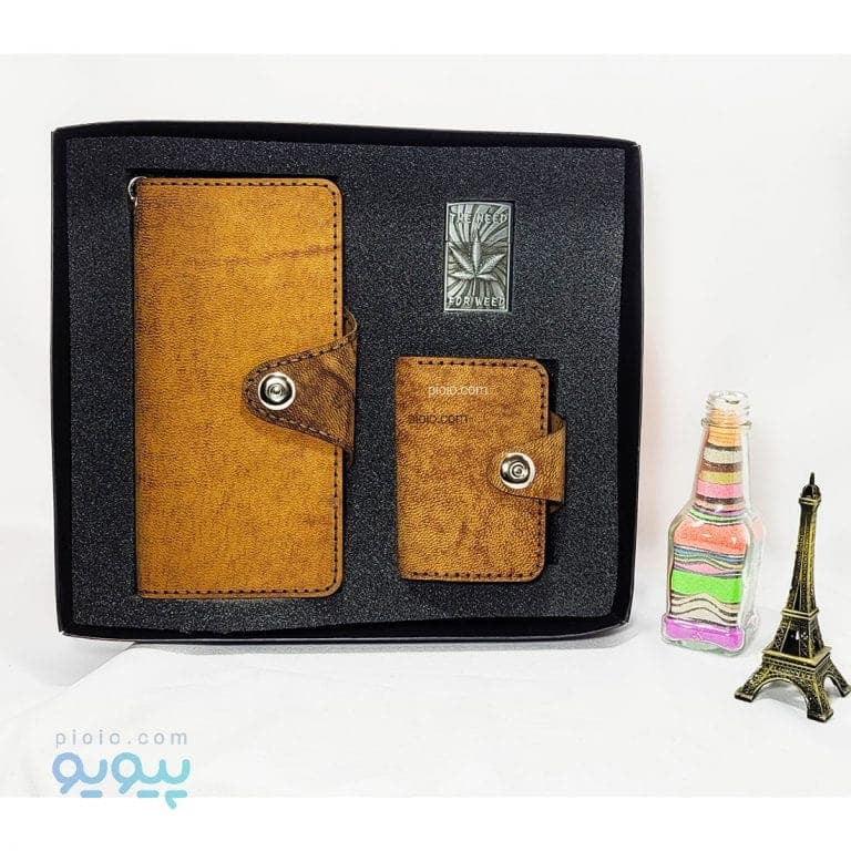 ست هدیه چرم طبیعی مردانه 3 تکه