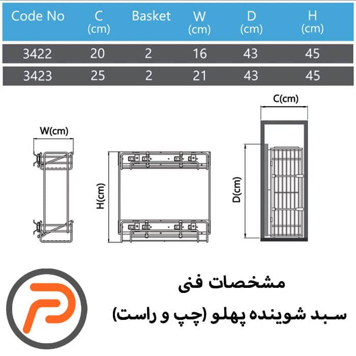 سبد شوینده ریل پهلو پلاتین — تصویر ۲