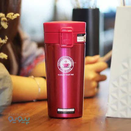 تراول ماگ مدل Cafe style درب قفل دار عمده و کارتنی — تصویر ۴