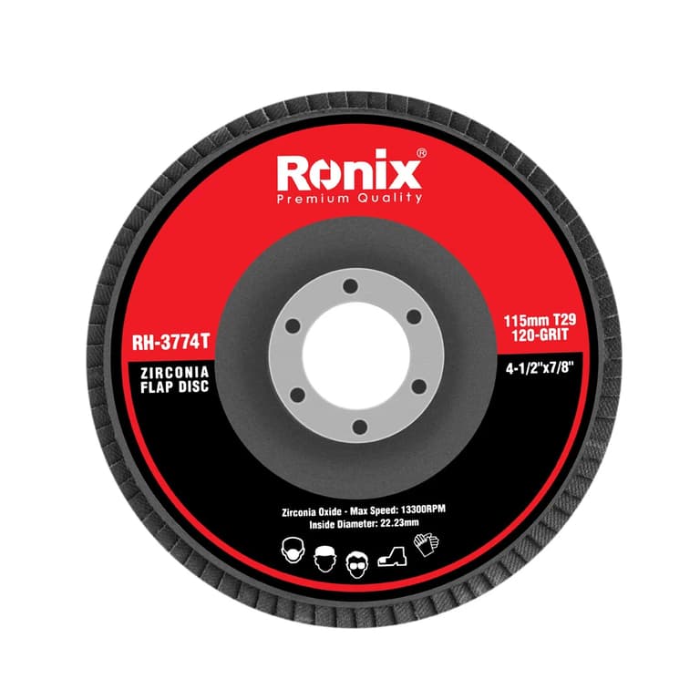 صفحه سنباده پره ای زیرکونیا ۱۱۵ میلی متری زبری ۱۲۰ T29 رونیکس مدل RONIX RH-3774T