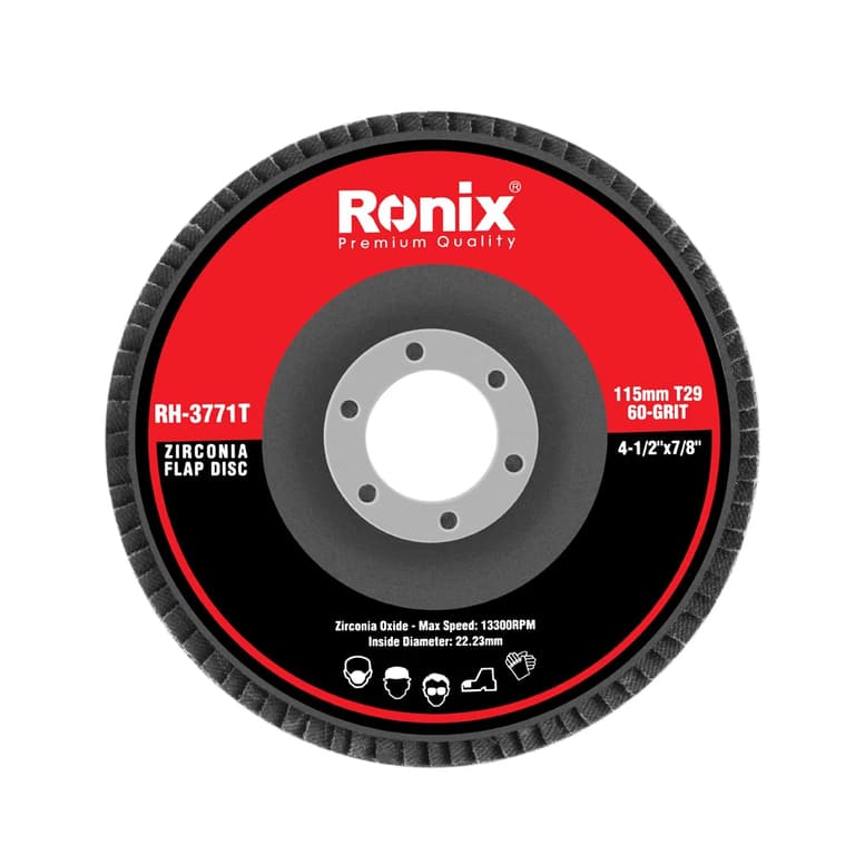صفحه سنباده پره ای زیرکونیا ۱۱۵ میلی متری زبری ۶۰ T29 رونیکس مدل RONIX RH-3771T