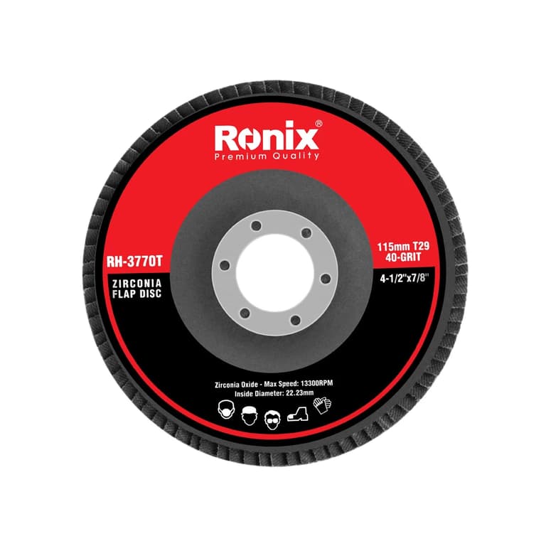 صفحه سنباده پره ای زیرکونیا ۱۱۵ میلی متری زبری ۴۰ T29 رونیکس مدل RONIX RH-3770T