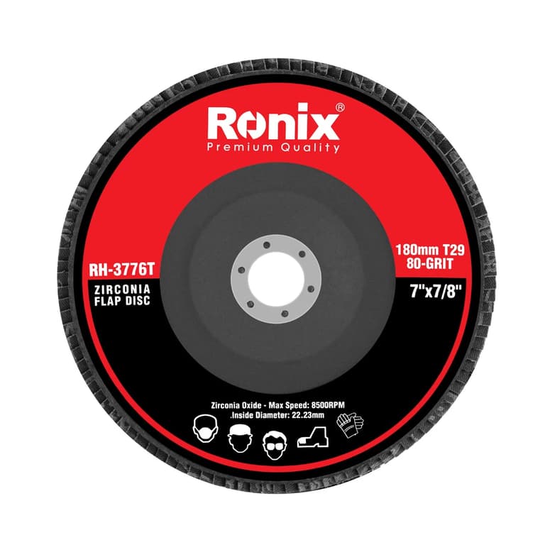 صفحه سنباده پره ای زیرکونیا ۱۸۰ میلی متری زبری ۸۰ T29 رونیکس مدل RONIX RH-3776T