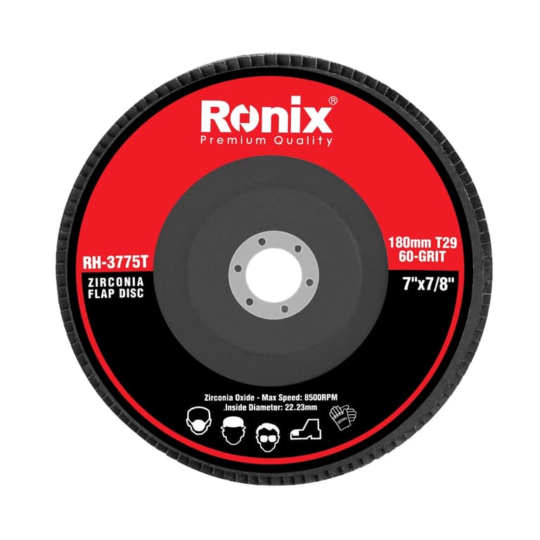 صفحه سنباده پره ای زیرکونیا ۱۸۰ میلی متری زبری ۶۰ T29 رونیکس مدل RONIX RH-3775T
