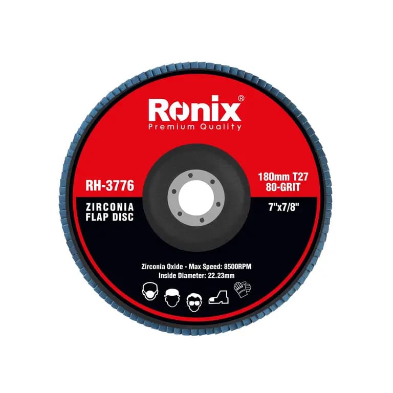 صفحه سنباده پره ای زیرکونیا ۱۸۰ میلی متری زبری ۸۰ رونیکس مدل RONIX RH-3776