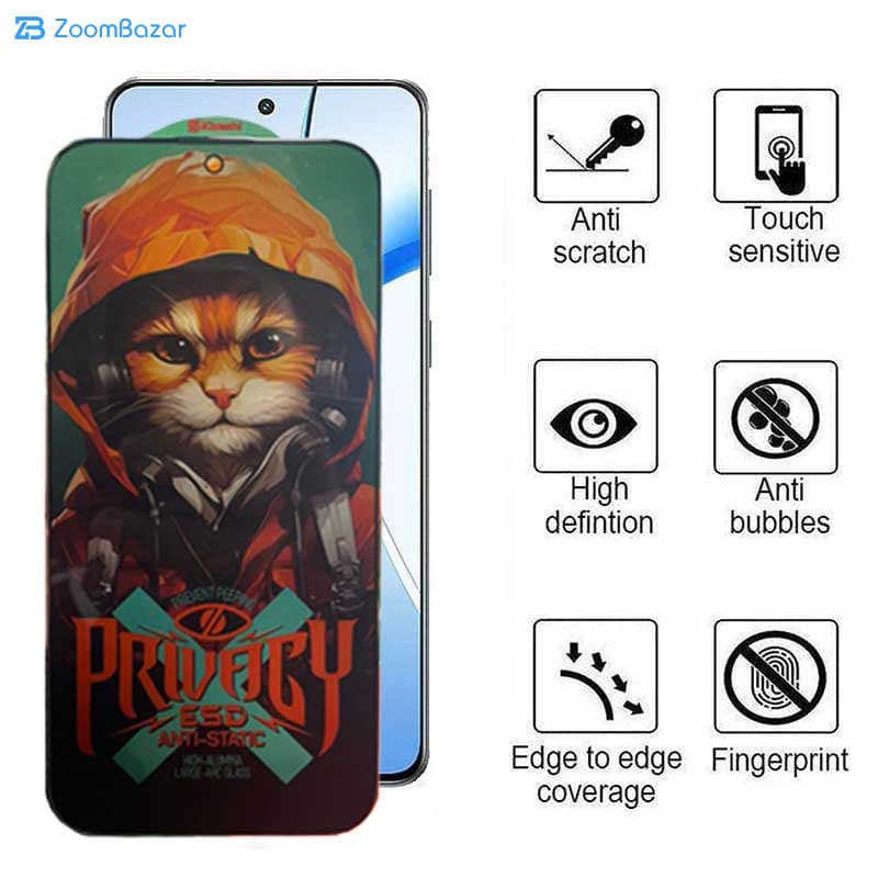 گلس پرایوسی اپیکوی مدل Privacy Hoodie Cat مناسب برای گوشی موبایل وان پلاس Nord CE4/ Nord CE3/ 10R/ 10T/ Ace Pro/ Ace/ 10R 150W — تصویر ۶