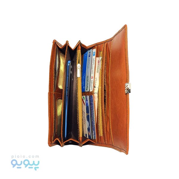 کیف پول زنانه چرم قفل ناخنی فلزی — تصویر ۳