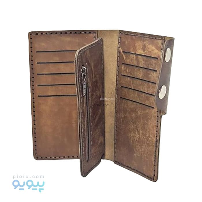 کیف پول چرم شتری مدل 2 دکمه — تصویر ۲