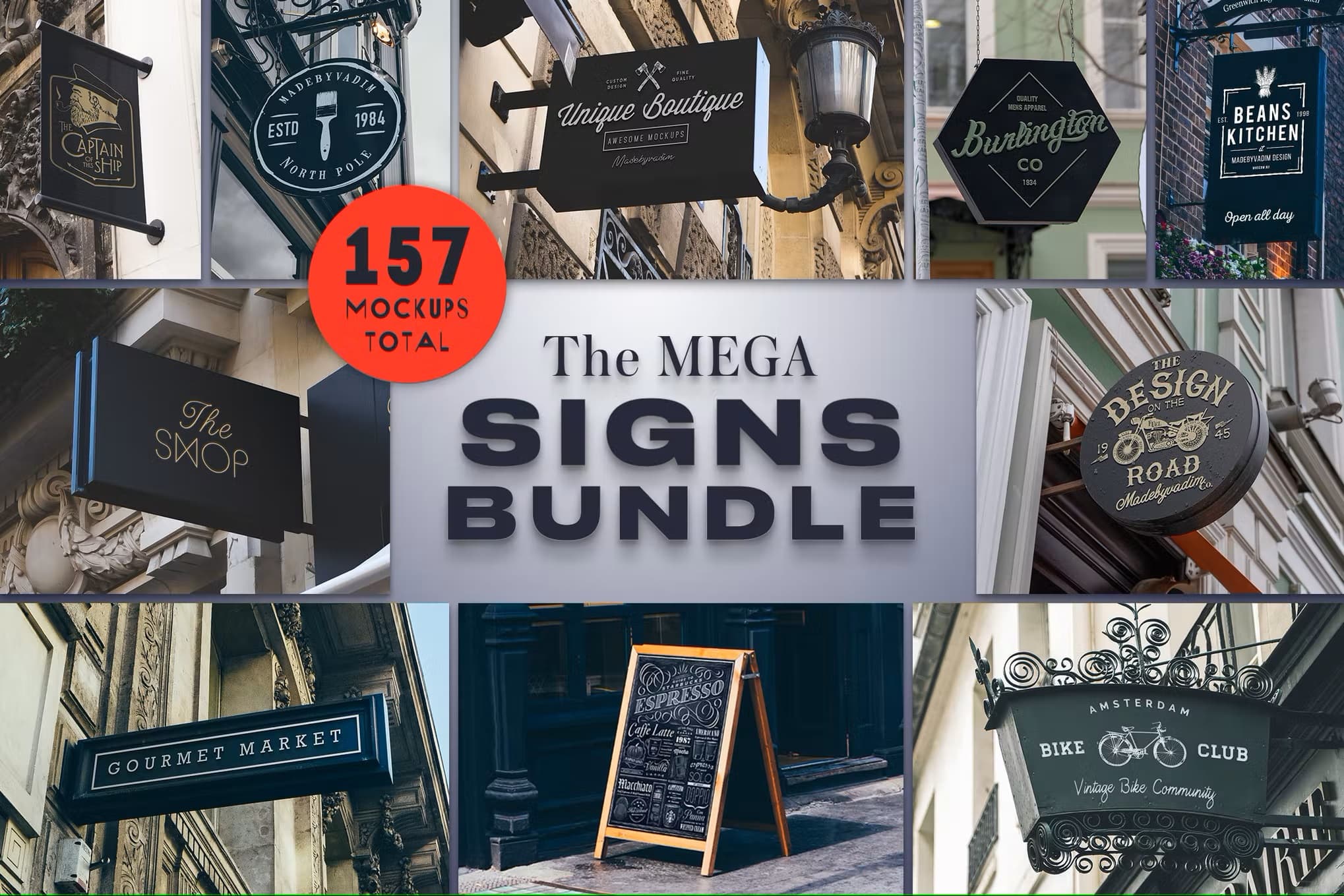 مجموعه مگا موکاپ علائم و تابلو ها The Mega Signs Bundle