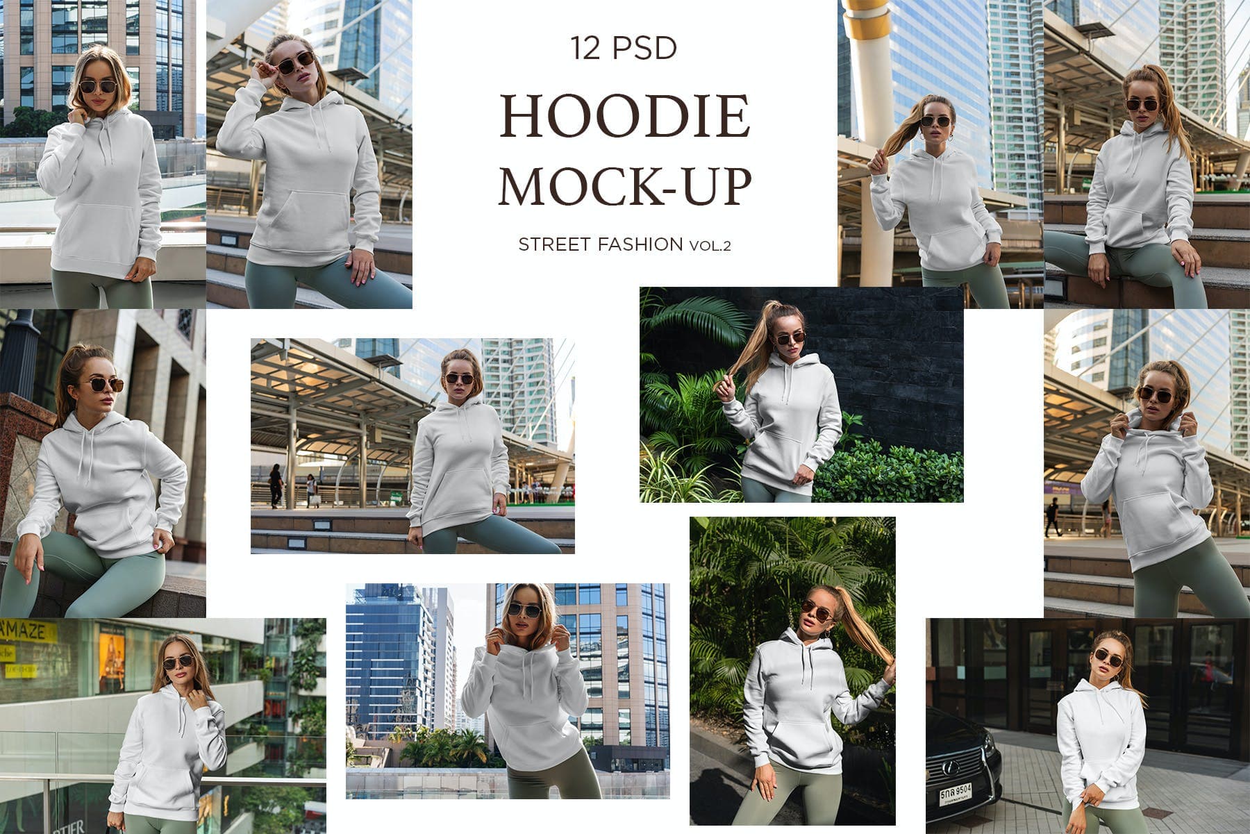 دانلود مجموعه موکاپ هودی دخترانه Hoodie Mock-Up Street Fashion — تصویر ۳