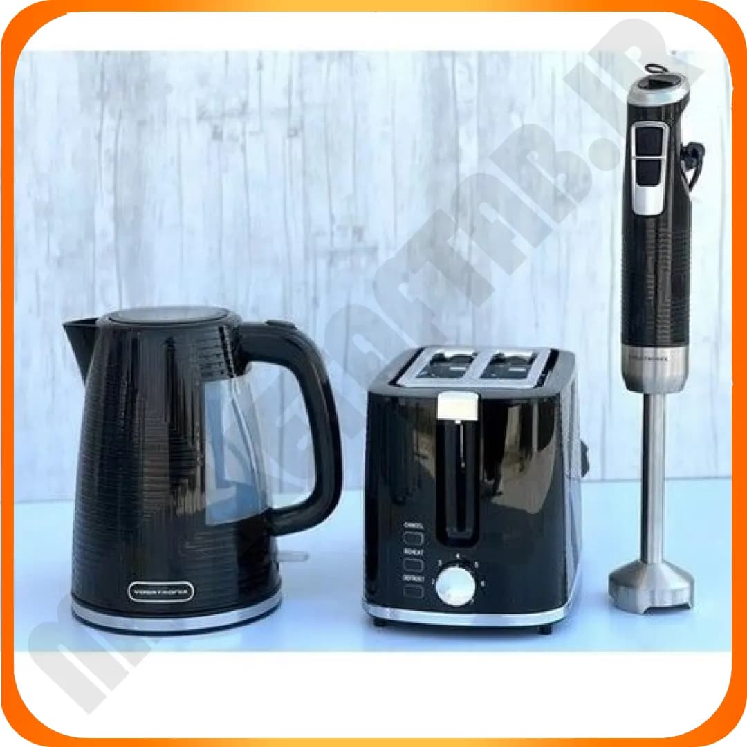 ست صبحانه (کتری برقی-تستر نان-گوشتکوب)VE-237 مشکی ووگاتی رونیکس