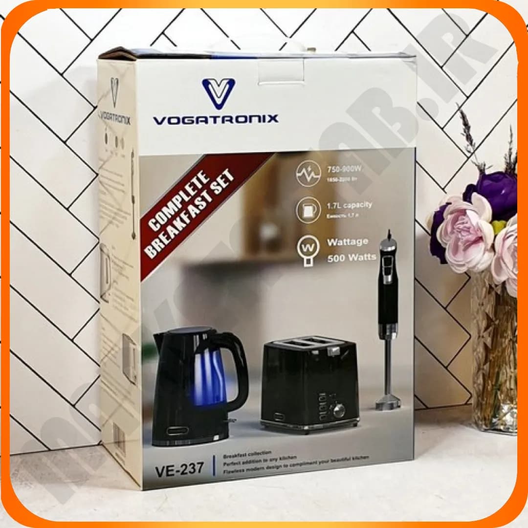 ست صبحانه (کتری برقی-تستر نان-گوشتکوب)VE-237 مشکی ووگاتی رونیکس — تصویر ۲