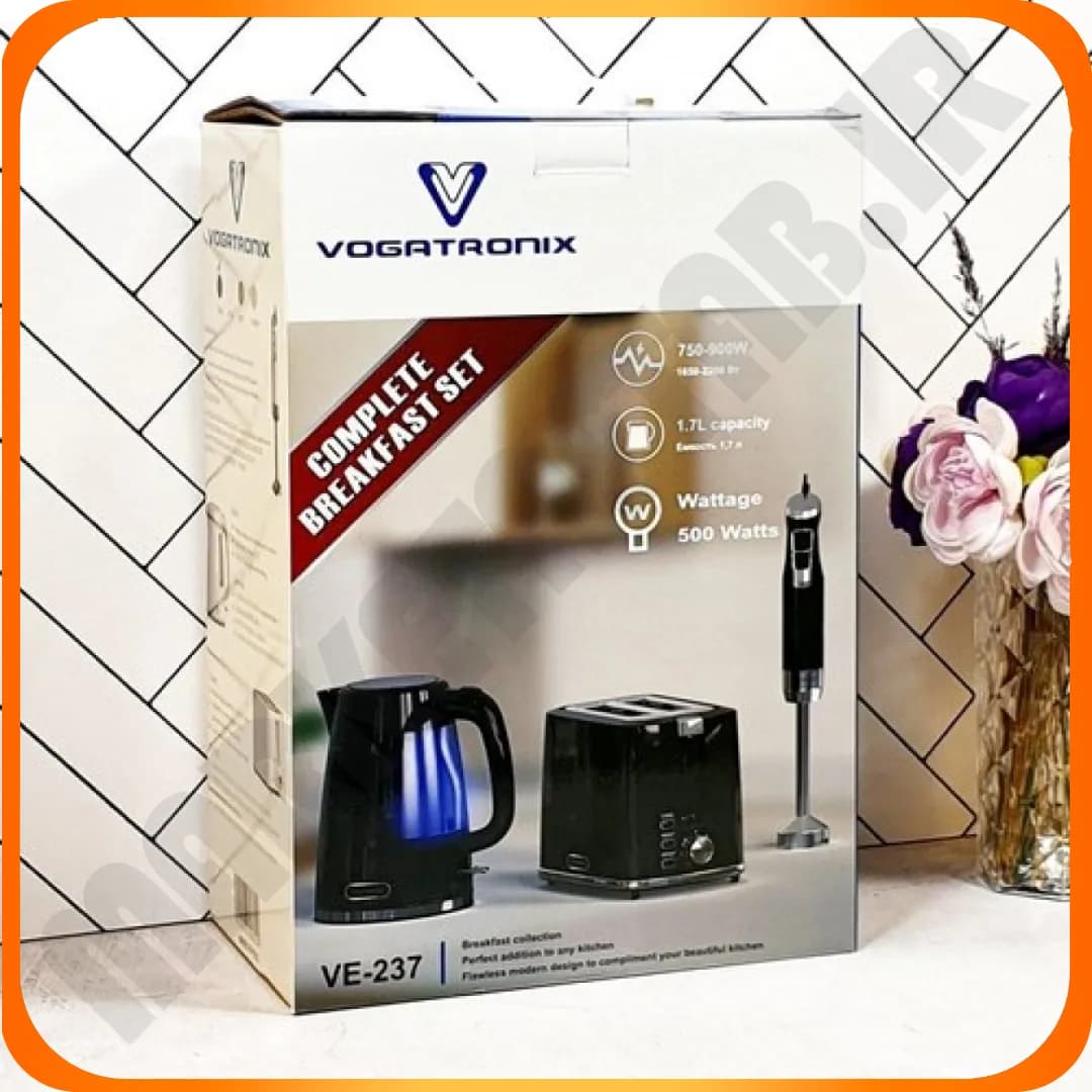 ست صبحانه(کتری برقی-تستر نان-گوشتکوب)VE-237 خاکستری ووگاتی رونیکس — تصویر ۲