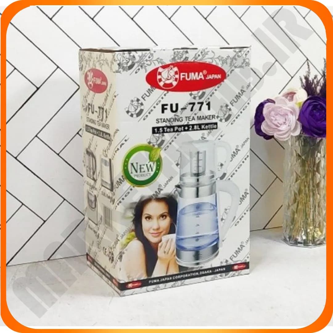 FU_771 چای ساز روهمی بدنه پیرکس سفید فوما