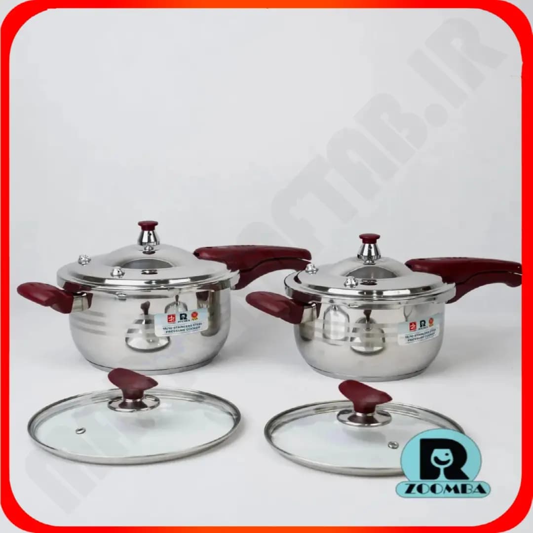 زودپز 3 لیتر تکدسته قرمز 18CM استیل نگیر 304 زومبا — تصویر ۵