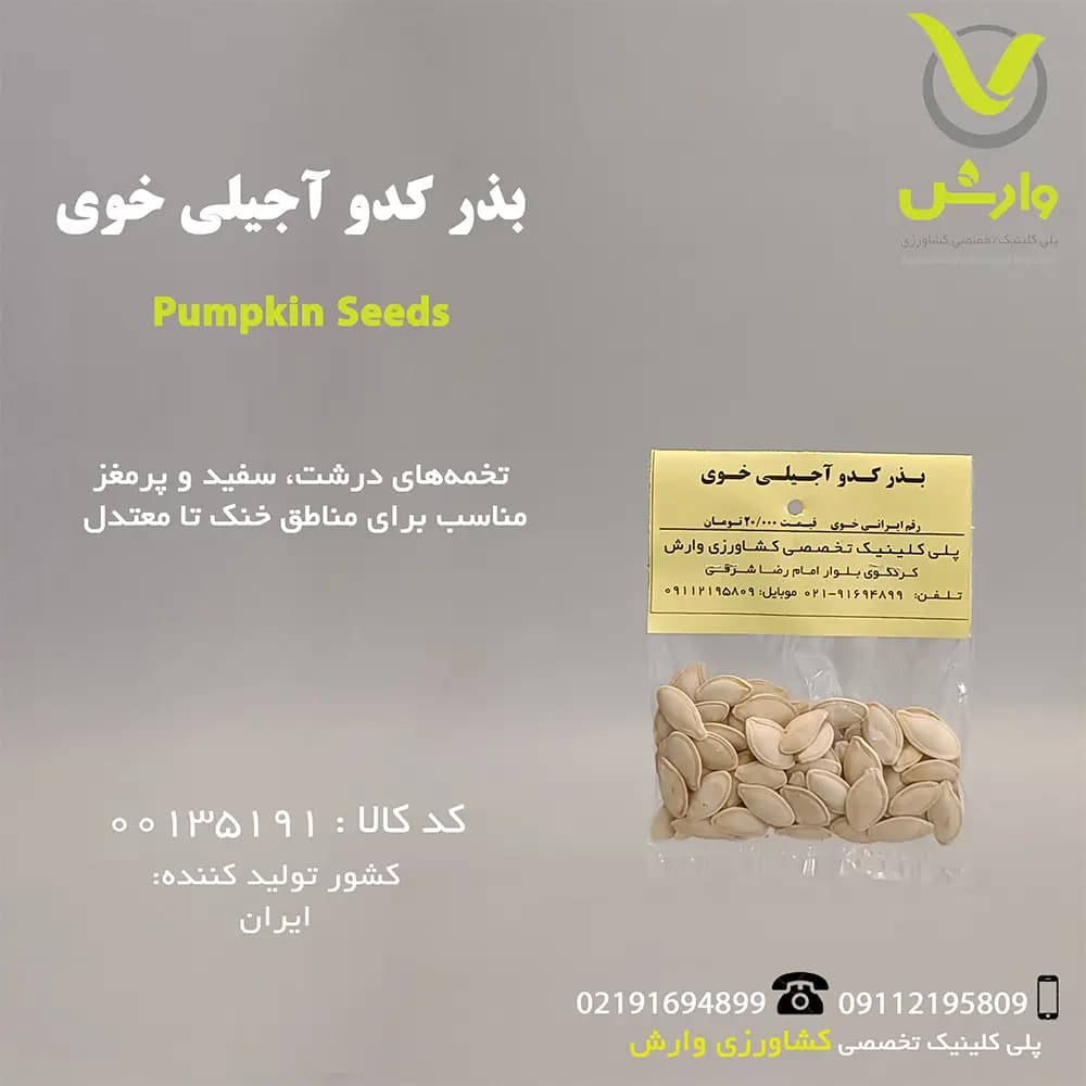 بذر کدو آجیلی خوی رقم ایرانی خوی