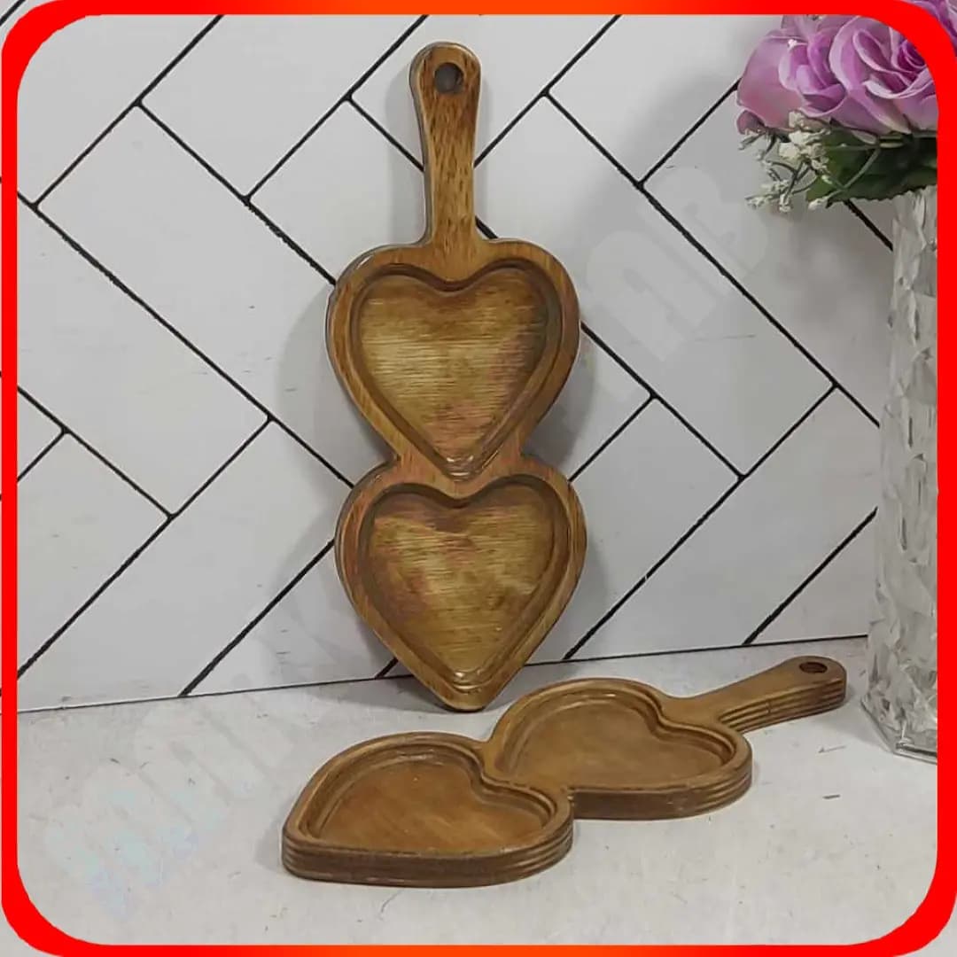 اردو خوری 2 خانه قلبی دسته دار چوبی