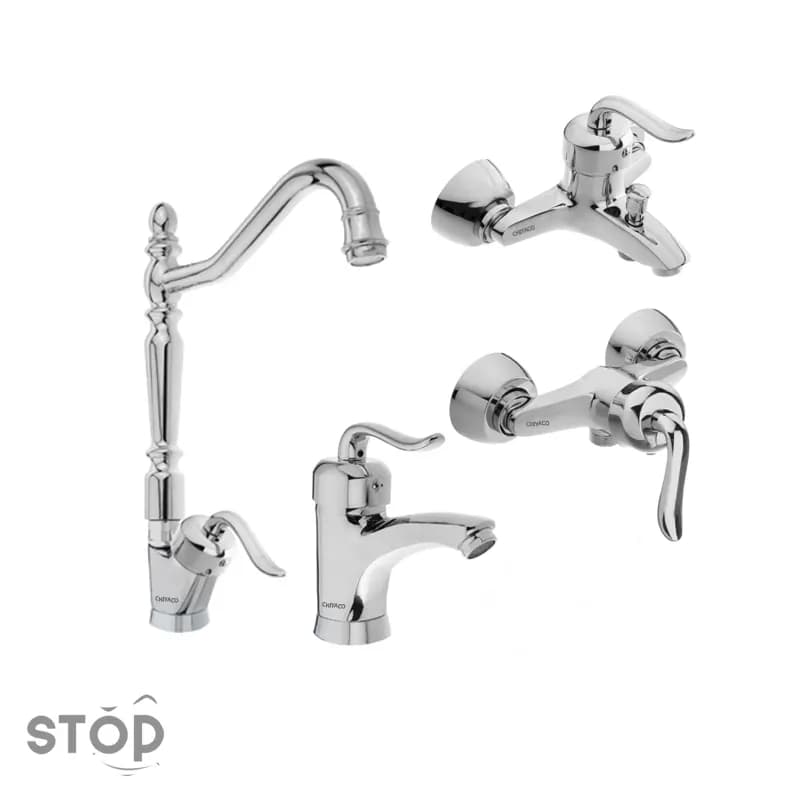 ست شیرآلات چیاکو مدل قاصدک کروم مجموعه 4 عددی