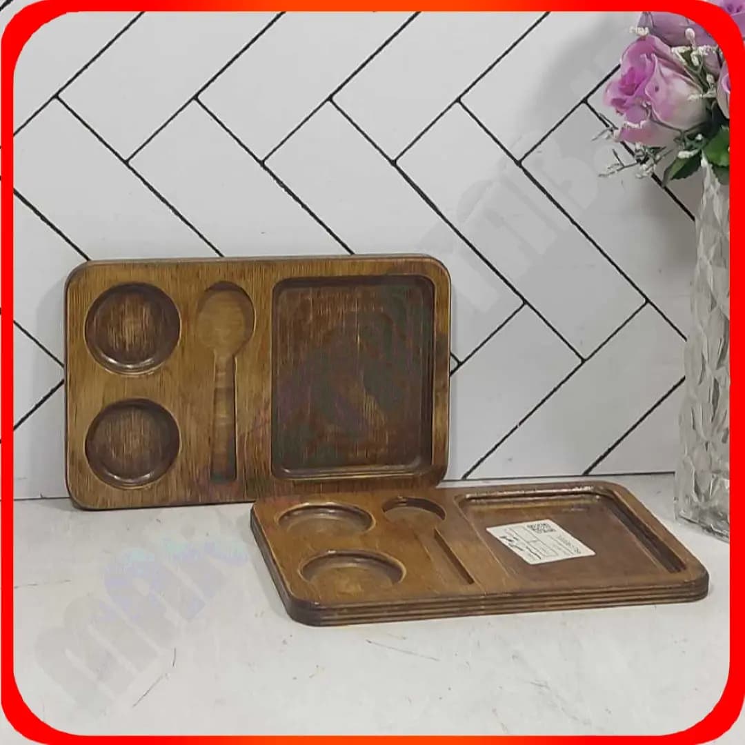 سینی سرو کافی چهار گوش چوبی خاتم
