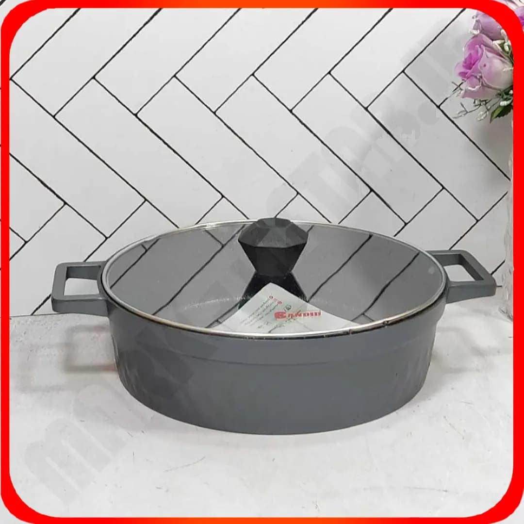 تابه دو دسته 28 اونیکس تیتانیوم مشکی دودی M درب تخت کاندید