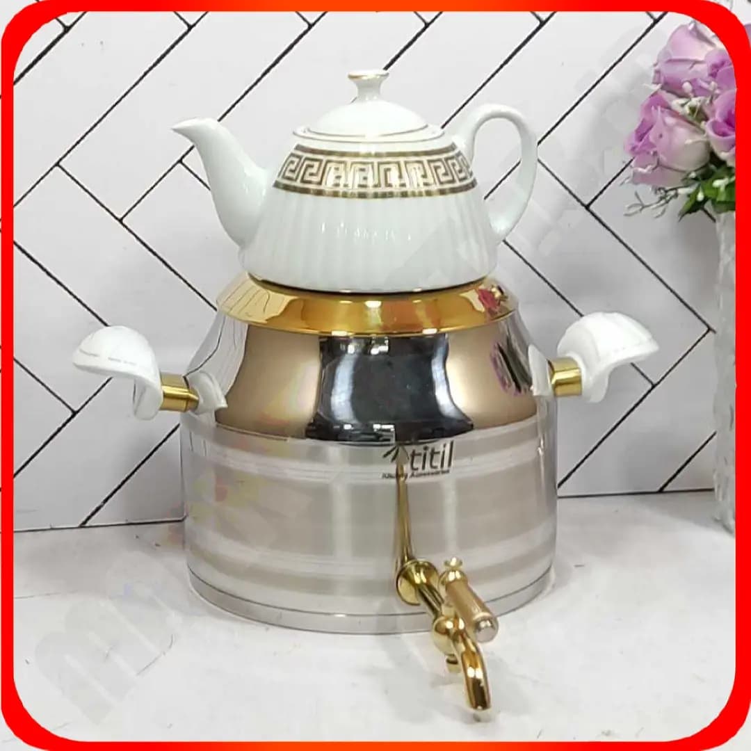 کتری قوری شصتی طلایی 653 مات و براق دسته باکالیت تیتیل