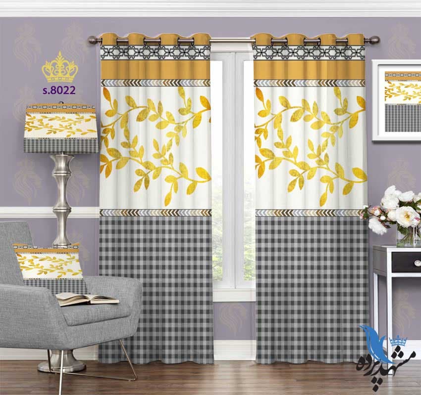پرده پانچ فانتزی طرح برگ روی شاخه کد S8022