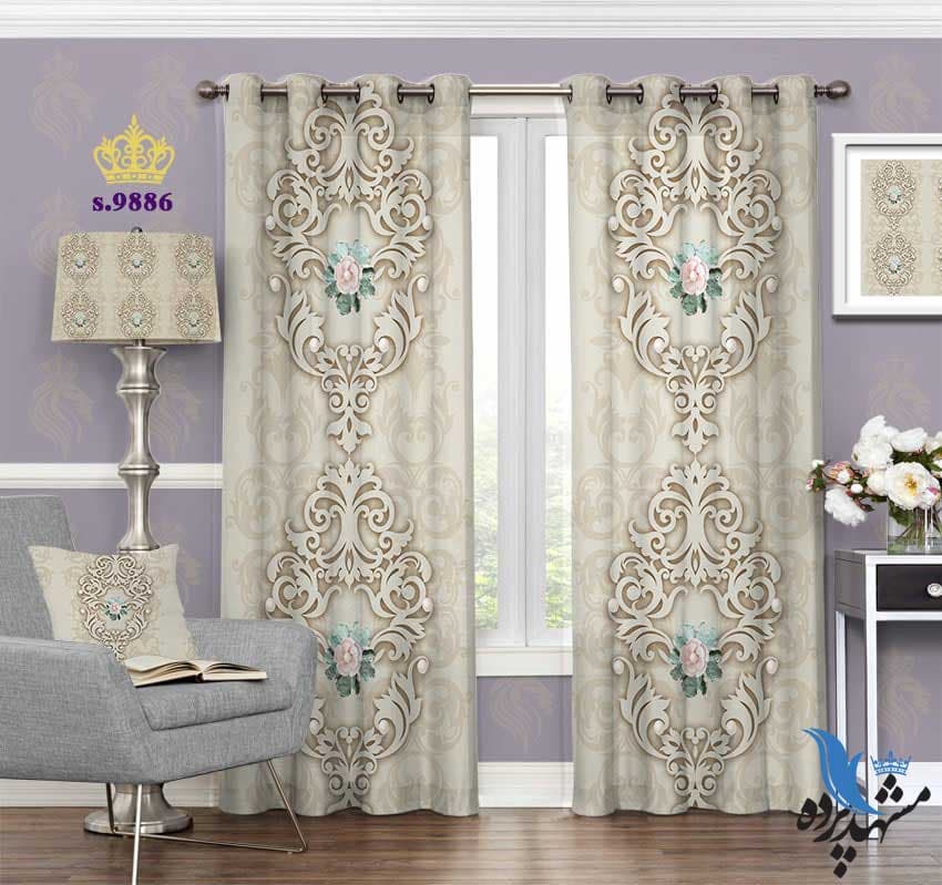 پرده پانچ اسلیمی طرح پیچک کد S9886