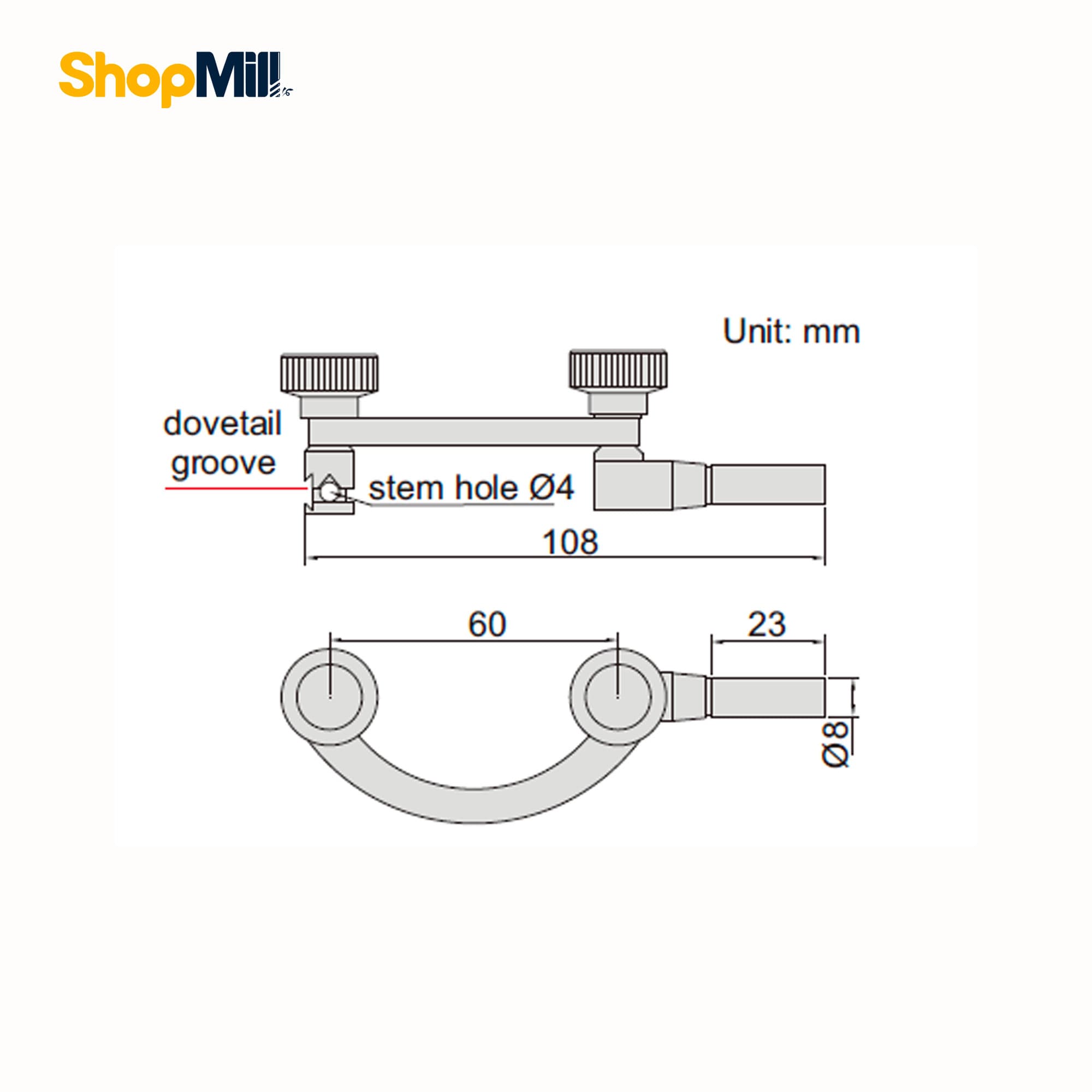 پایه ساعت شیطونکی اینسایز (Insize) 8 میلی متری مدل 1-6291 — تصویر ۲