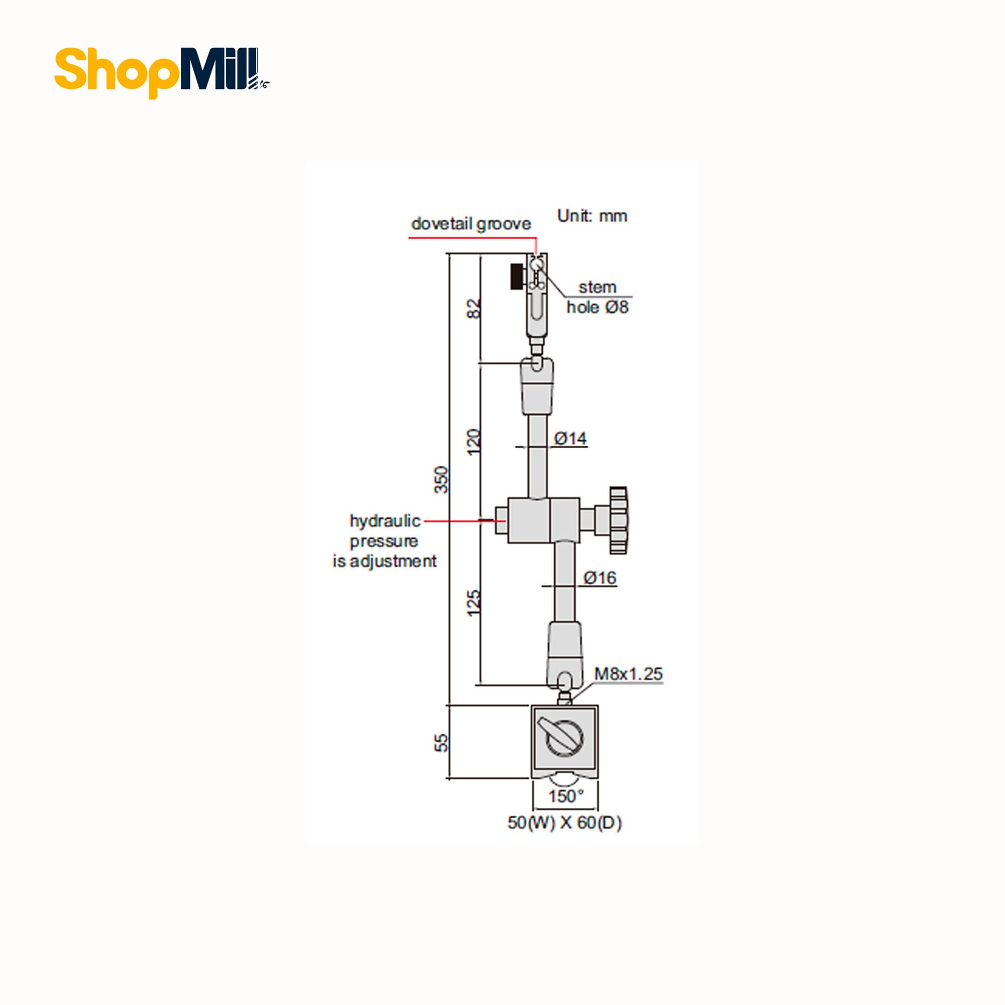 پایه ساعت اندیکاتور اینسایز (Insize) هیدرولیکی مدل 80-6229 — تصویر ۲