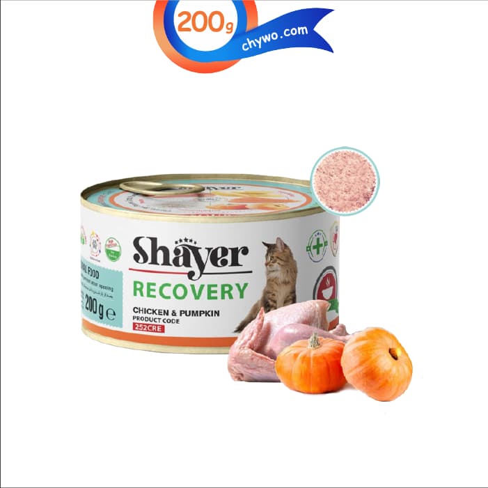 کنسرو گربه شایر ریکاوری طعم مرغ و کدو وزن 200 گرم Shayer Recovery
