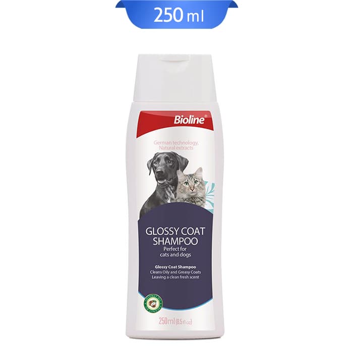 شامپو براق کننده مو سگ و گربه بایولاین حجم 250 میلی لیتر Bioline Glossy Coat Shampoo