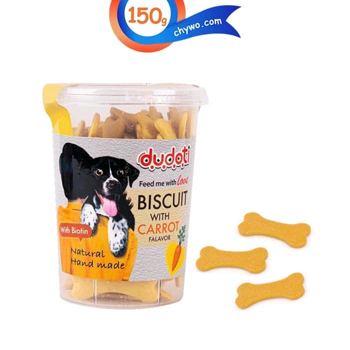 تشویقی بیسکوییتی سگ دودوتی طعم هویج وزن 150 گرم Dudoti Dog Biscuit With Carrot