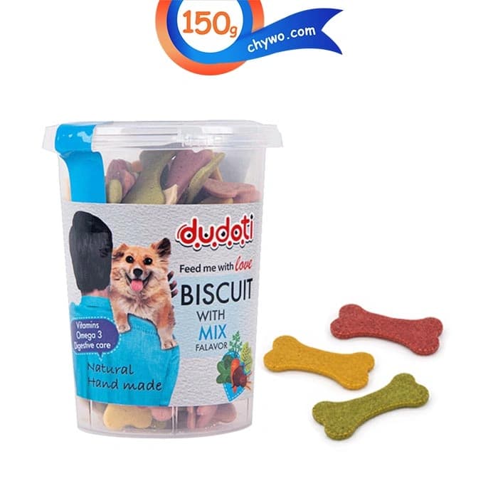 تشویقی بیسکوییتی سگ دودوتی طعم میکس وزن 150 گرم Dudoti Dog Biscuit With Mix
