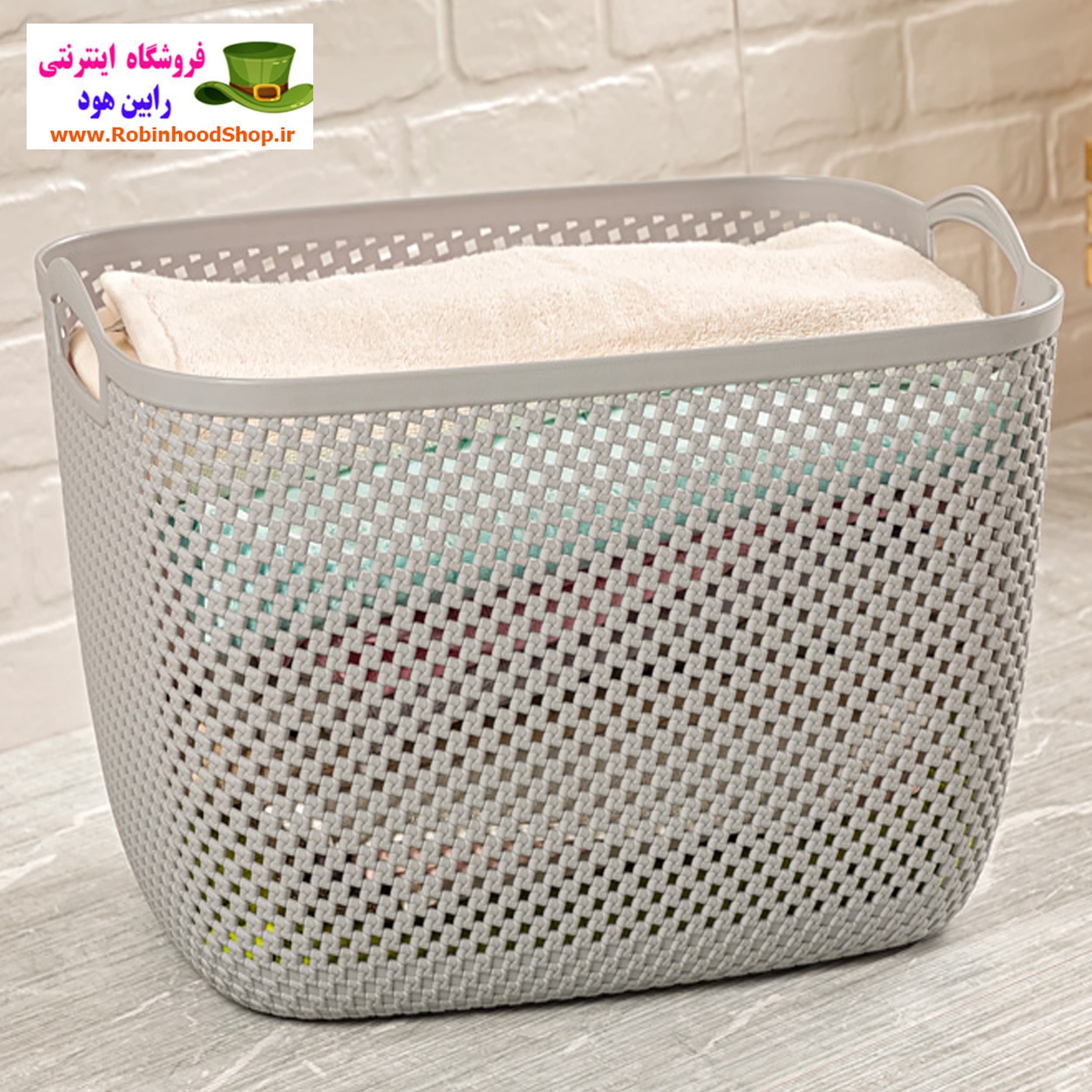سبد رخت مستطیل بزرگ طرح بافت — تصویر ۳