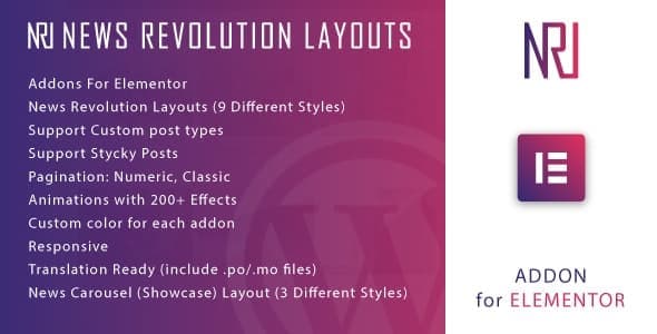دانلود افزونه وردپرس News Revolution Layouts برای المنتور