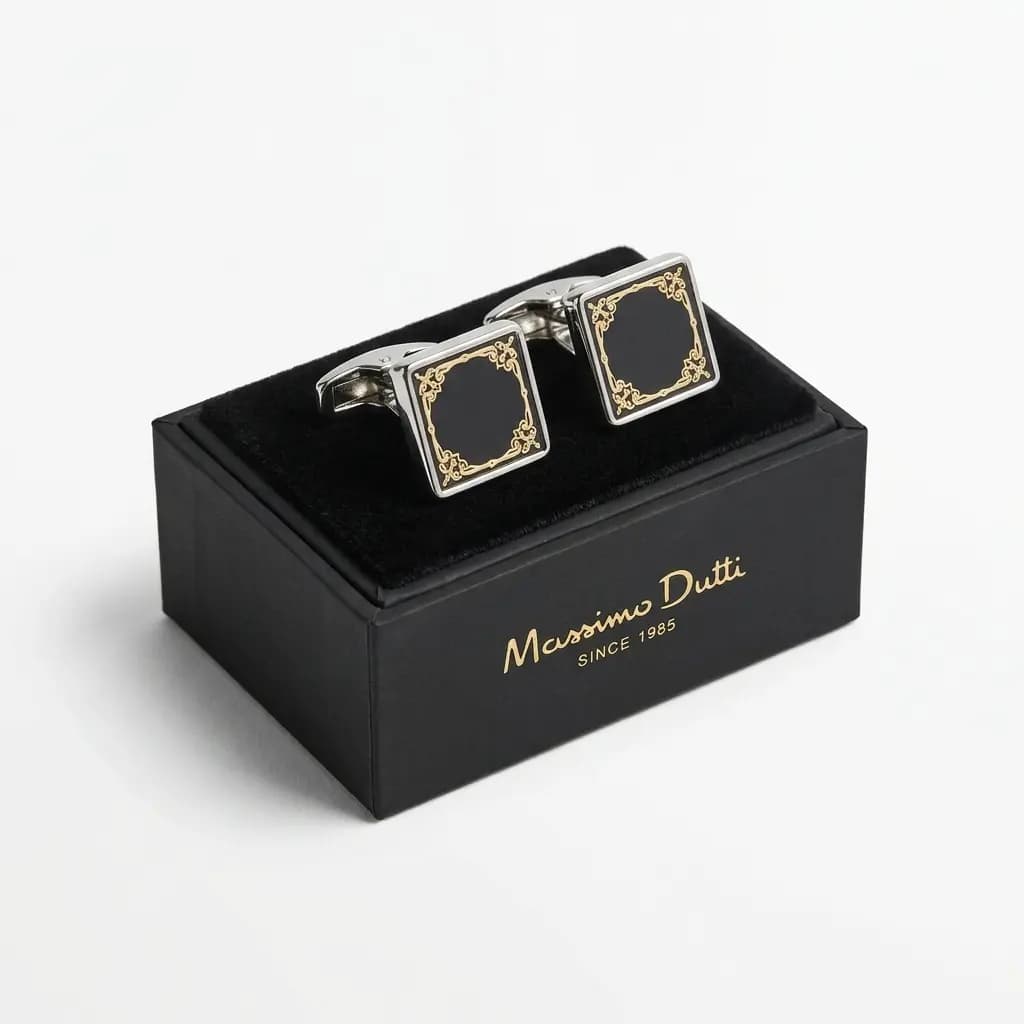 دکمه سردست لاکچری طرح تایل اسلیمی برند Massimo Dutti
