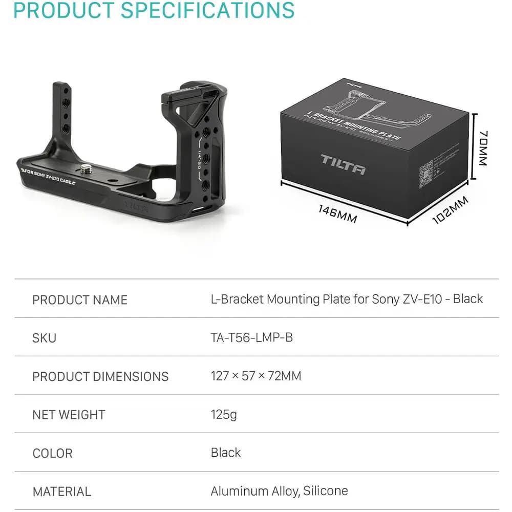 ال براکت کیج تیلتا Tilta L-Bracket Mounting Plate for Sony ZV-E10 (Black) — تصویر ۵