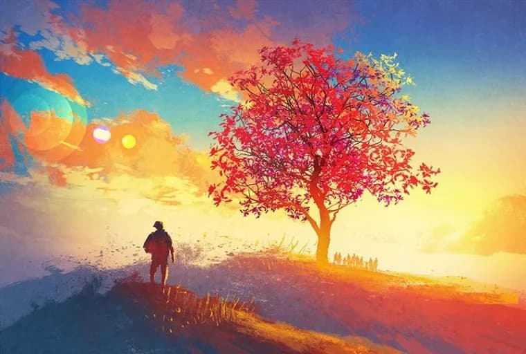 کاغذ دیواری طرح نقاشی غروب