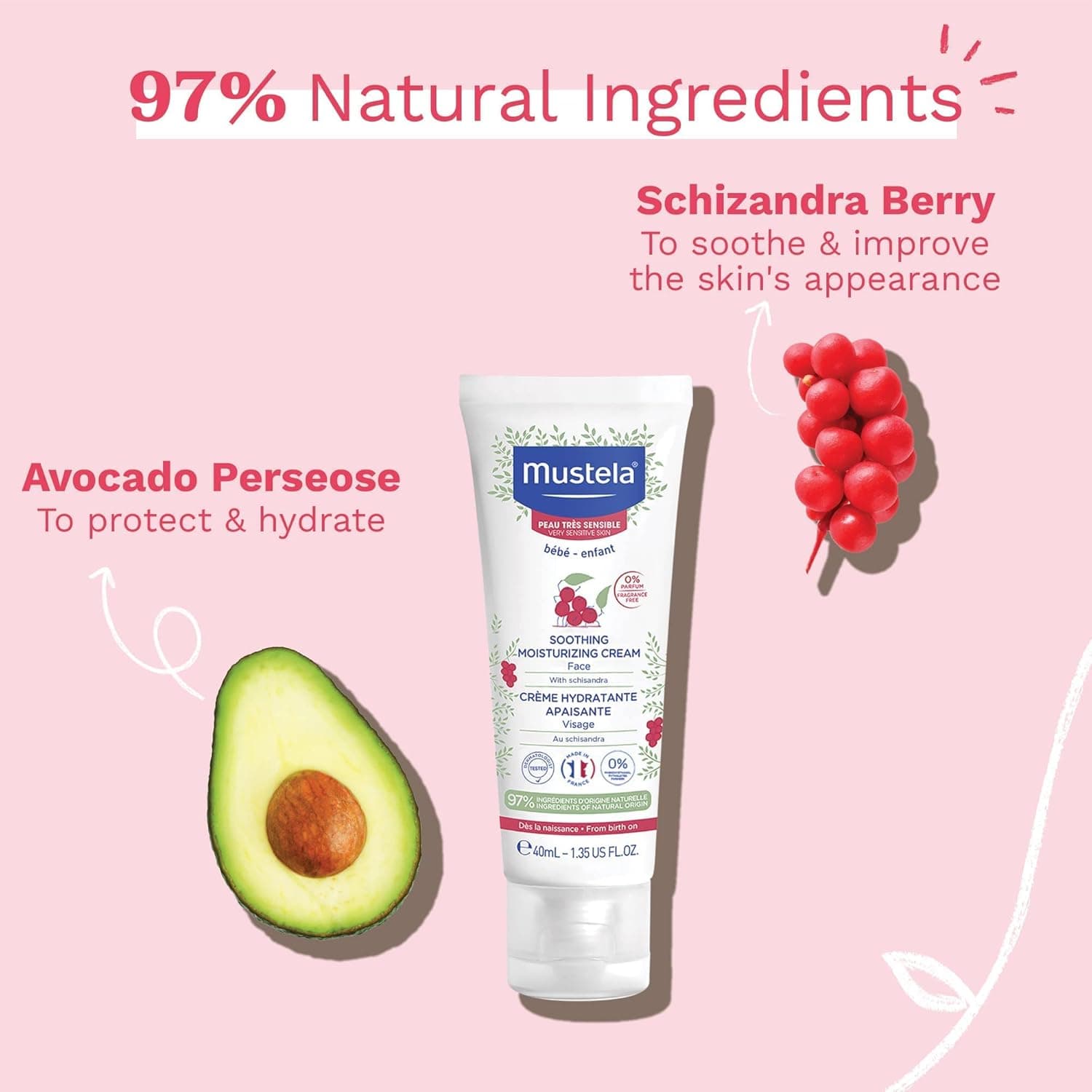 كرم سوتينگ مرطوب و تسكين صورت Mustela موستلا 40 میل — تصویر ۲