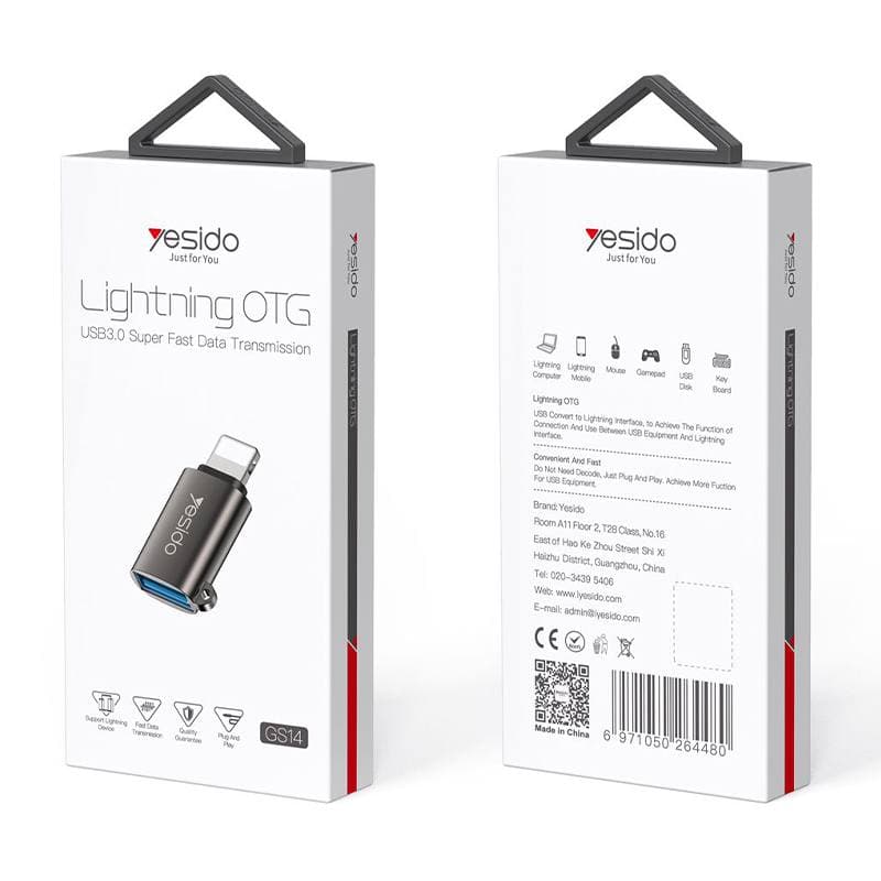 تبدیل اوتی جی آیفون یسیدو مدل YESIDO GS14 OTG Lightning — تصویر ۲