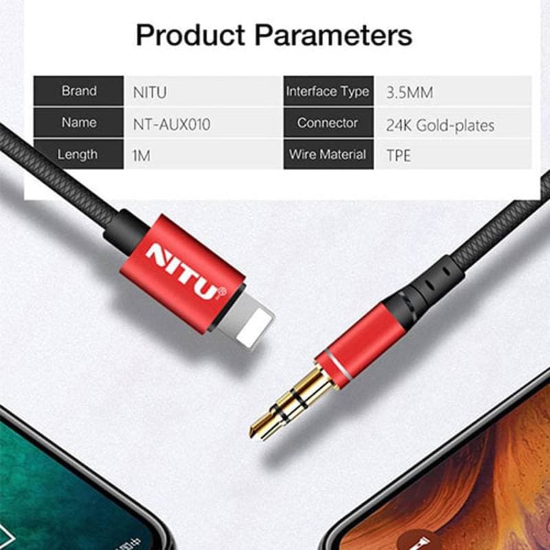کابل AUX آیفون نیتو مدل NITU NT-AUX010 Lightning To AUX — تصویر ۲