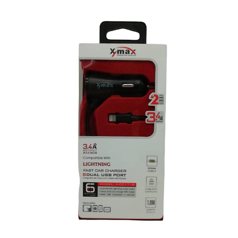 شارژر فندکی با کابل آیفون مدل x-max x-cc1718 — تصویر ۲