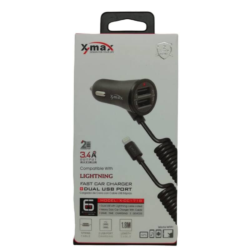 شارژر فندکی با کابل آیفون مدل x-max x-cc1718