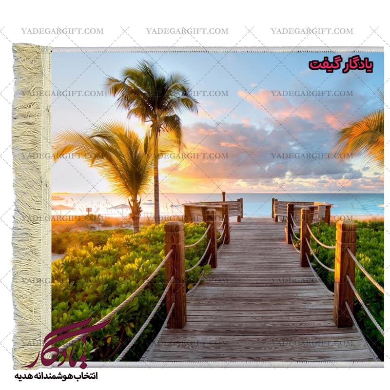 تابلو فرش ماشینی طرح منظره جزایر ترکز و کایکوس کد m153 — تصویر ۲