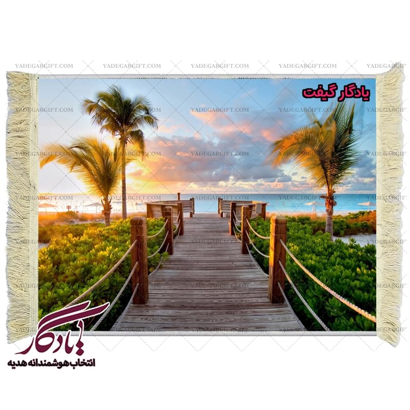 تابلو فرش ماشینی طرح منظره جزایر ترکز و کایکوس کد m153