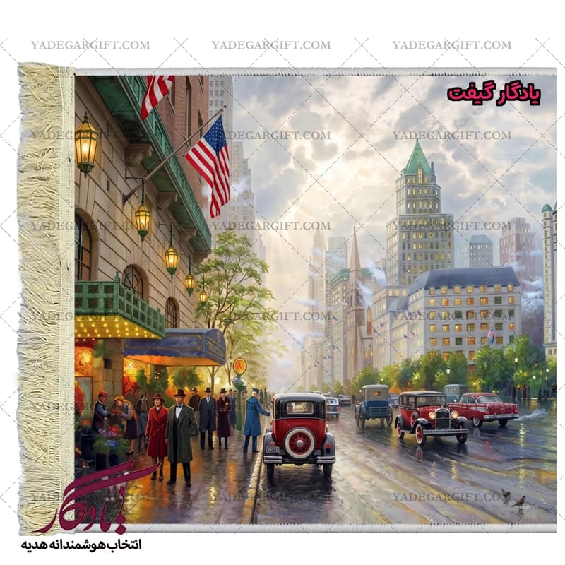 تابلو فرش ماشینی طرح منظره خیابان پنجم نیویورک کد m112 — تصویر ۲