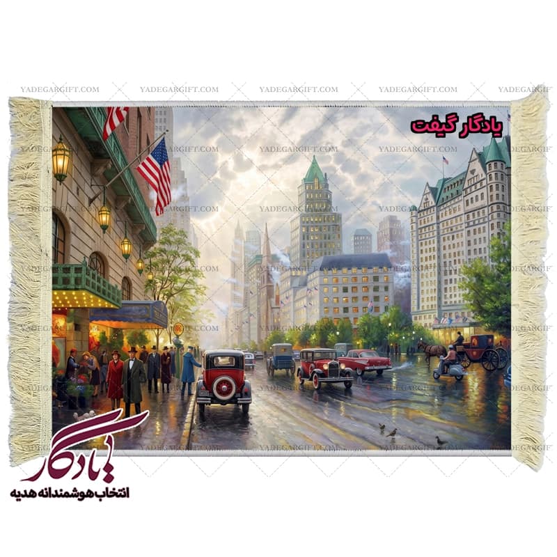 تابلو فرش ماشینی طرح منظره خیابان پنجم نیویورک کد m112