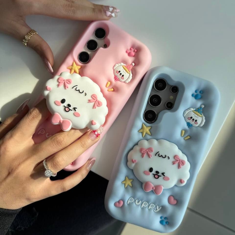 قاب puppy پاپ سوکتی آبی و صورتی (سامسونگ شیائومی)