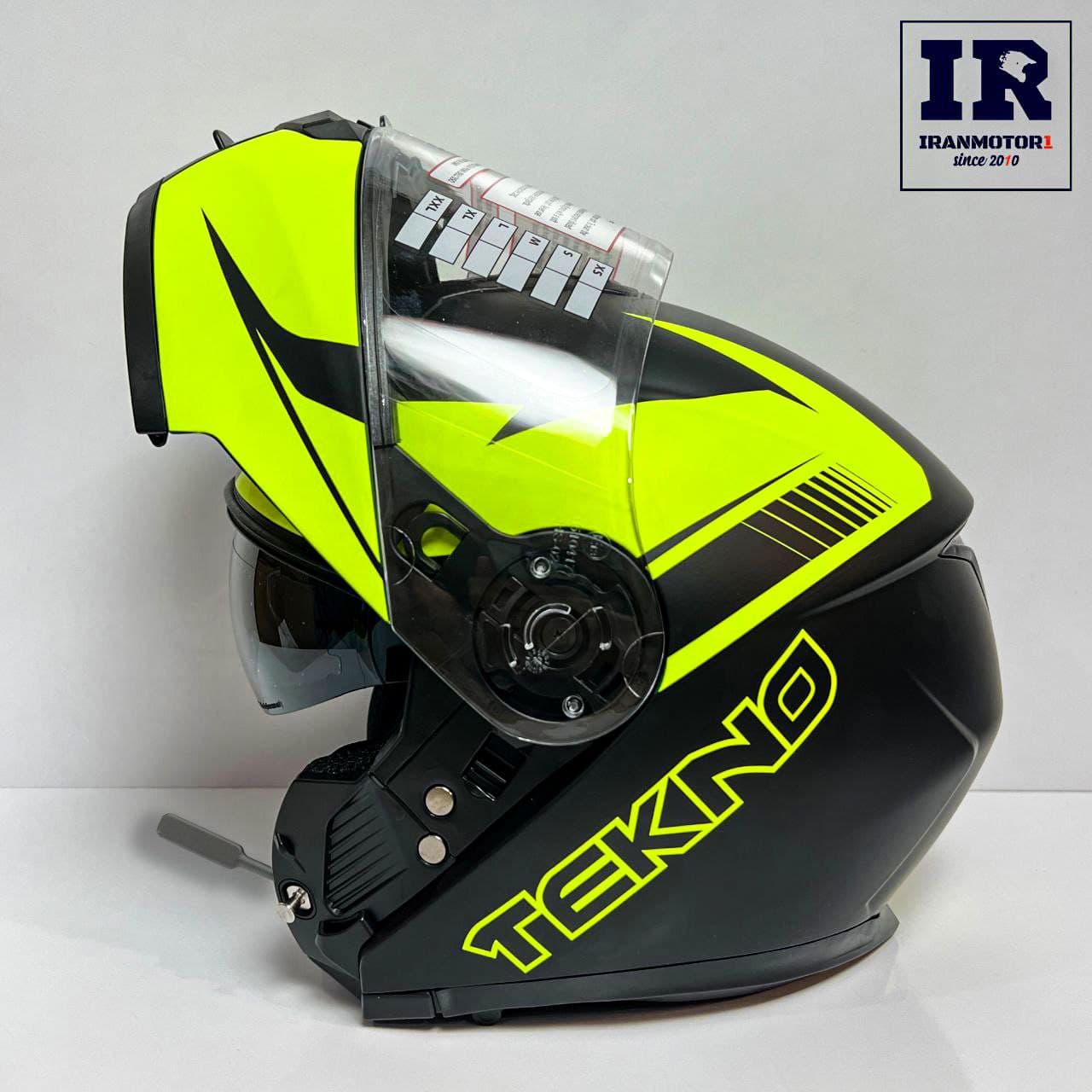 کلاه کاسکت بلوتوث دار فک متحرک تکنو Tekno – فسفری مشکی + BT11