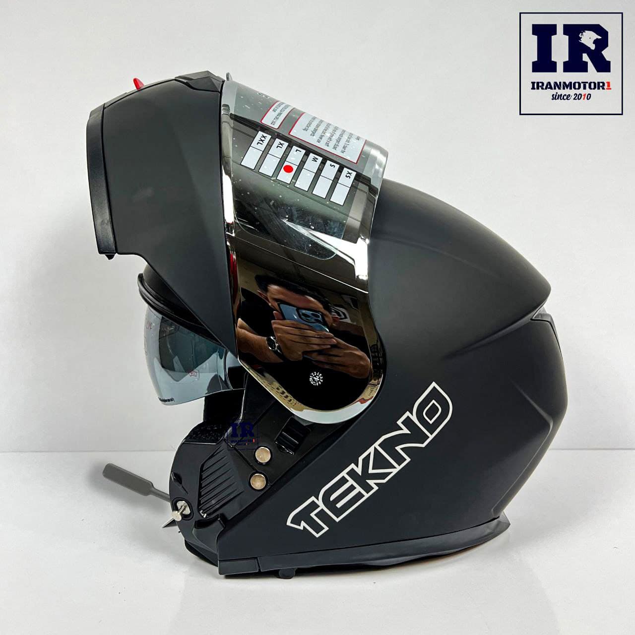 کلاه کاسکت بلوتوث دار فک متحرک تکنو Tekno – مشکی مات + BT11